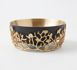 Bol décoratif élégant en laiton doré de créateur Pièce maîtresse de table de luxe Accent pour la maison moderne Salon Salle à manger Décor d'espace - Product Image 1
