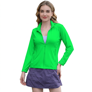 Chaqueta de Protección Solar UPF50+ de Manga Larga con Media Cremallera para Mujer, Color Sólido, Anti-UV, para Uso en Exteriores, Corte Regular, Material de Poliéster - Product Image 2