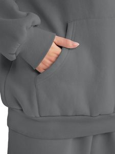 New Style Womens Warm Hoodie <b>Set</b> with Matching Jogger Pants Casual Two Piece Outfit Soft Fleece Loungewear Stylish Clothing - Product Image 6