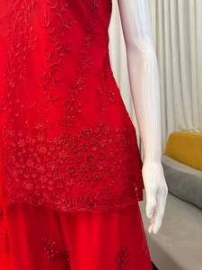 TOP SHARARA DUPATTA HEAVY SOFT NET INTRICATE THREAD SEQUNCE EMBROIDERY WORK SUIT - Product Image 4