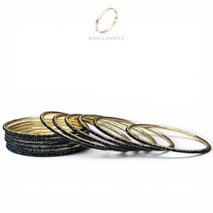 High Demand Stylish Everyday Wear Gold Plated Navy Blue Bangles Trendy Stainless Steel Premium Craftsmanship <b>Wedding</b> Wholesale - Product Image 3