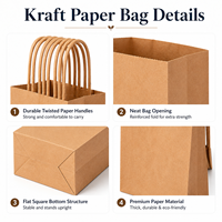 Sac à emporter en papier kraft classique écologique avec poignée, impression numérique, logo personnalisé