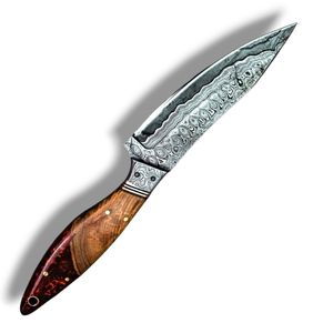 Cuchillos de Caza Personalizados para Exteriores con Hoja Curva de Damasco e Incrustaciones de Hueso para Camping, Senderismo y Coleccionistas - Product Image 4
