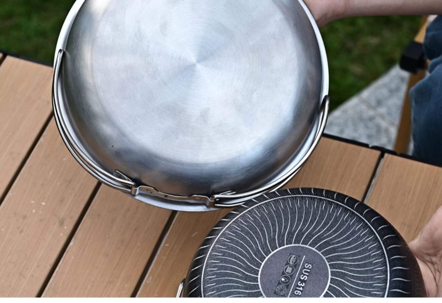 18cm wok+20cm frying pan+lid [Value Two Piece Set]