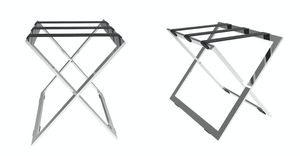 Foldable Modern Luxury Stainless Steel Luggage Rack <b>Suitcase</b> Stand <b>Light</b> Grey Hotel Furniture for Lobby Bedroom Guest Rooms - Product Image 2