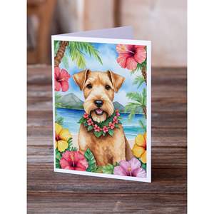 Lakeland Terrier Whimsical Luau <b>Greeting</b> <b>Cards</b> Pack of 8 A7 Size 5x7 Blank Note <b>Cards</b> with Envelopes - Product Image 3