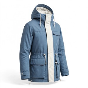 Veste matelassée longue bleue pour homme, imperméable, décontractée, avec capuche, poches, col montant et fermeture éclair - Product Image 4