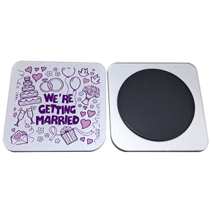 Imán Acrílico Cuadrado Morado para Refrigerador, Accesorios de Boda, Adhesivo para Casarse - Product Image 4