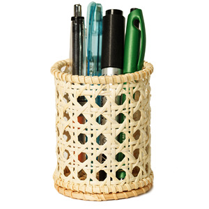 Organisateur de bureau pour enfants, porte-stylos en rotin, pot de rangement pour fournitures scolaires - Product Image 6