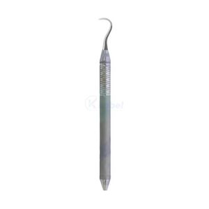 Sonda dental de acero inoxidable de punta única con mango redondo texturizado para uso profesional en odontología de diagnóstico - Product Image 1