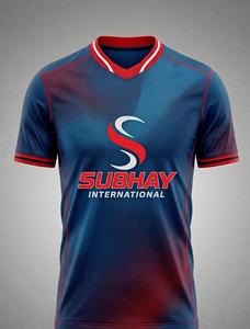 Camiseta de Fútbol Subhay International para Hombre, Cuello en V, Degradado Azul y Rojo, Manga Corta, Absorbe la Humedad, Ajuste Atlético, para Todas las Temporadas - Product Image 1