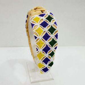 ที่คาดผมลูกปัดลายมาร์ดิกราส์เครื่องประดับผมไข่มุกงานแฮนด์เมดดีไซน์ใหม่สวมใส่ได้ทุกวันดูหรูหรา - Product Image 1