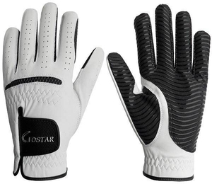 Gants de golf en cuir véritable noir et blanc antidérapants unisexes pour le sport - Product Image 3