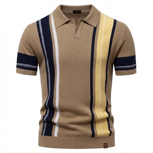 Chemise zippée à manches courtes pour homme, en tissu jersey, anti-plis, imprimée numériquement, avec poche, style décontracté, longueur standard - Product Image 6