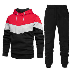 Autumn Patchwork Sport Hoodie and Trousers Sweatsuit Casual Trendy <b>Pullover</b> Hoodie Joggers Set Tracksuit for <b>Men</b> - Product Image 3