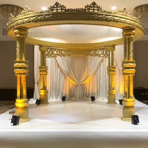 การตกแต่ง Mandap เสาลำต้นของงานแต่งงานแบบดั้งเดิมการตั้งค่า Mandap จัดงานแต่งงานแบบดั้งเดิมที่น่าตื่นตาตื่นใจ Mandap - Product Image 2