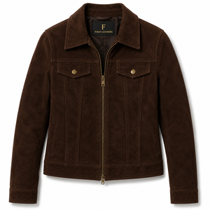 Furat Leathers Mocha <b>Suede</b> Trucker Bomber <b>Jacket</b> Eco-Friendly Quick Dry 3D Embroidery Quilted Breathable Winter Women's 100% - Product Image 1