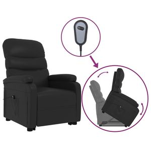 Sillón Reclinable Negro de Piel Sintética, 100% Poliéster con Hierro y Madera de Álamo, Silla Cómoda - Product Image 2