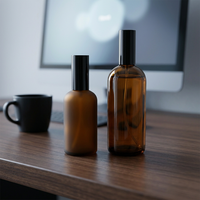 Flacon de parfum cylindrique en verre ambré épais, réutilisable, durable et luxueux, avec atomiseur et capuchon pulvérisateur, 30ml/100ml/200ml, col à vis, rechargeable