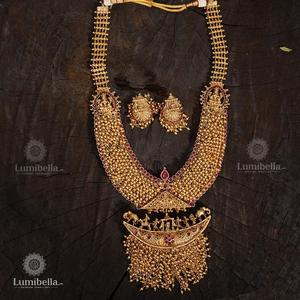 Swayamvara Gold Plated Luxury Bridal Haram with Pearl and Ruby Earrings - Product Image 1