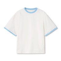 T-shirt en jersey streetwear color block, design contrastant, col rond, décontracté, 100% coton, impression numérique, logo personnalisé