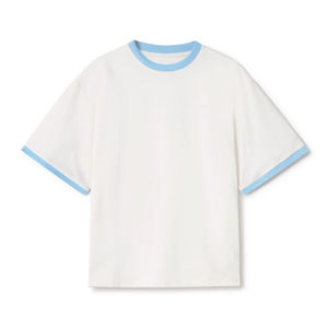 Camiseta Urbana con Bloques de Color, Diseño en Contraste, Cuello Redondo, Casual, 100% Algodón, Impresión Digital, Camiseta Lisa - Product Image 1