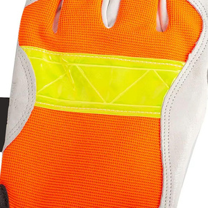 Guantes de Trabajo de Seguridad para Mecánicos, de Piel de Cabra Resistente, con Banda Reflectante y Palma Acolchada, Cierre de Muñeca Ajustable - Product Image 6
