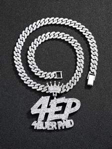 Collar con Colgante de Corazón y Letra Estilo Punk Hip Hop, Oro 14K, Moissanita VVS, Diamante Cultivado en Laboratorio, Joyería con Incrustaciones de Diamantes para Hombre y Mujer - Product Image 6