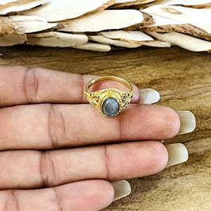 Unique Antique Design Labradorite <b>Ring</b> Boho Brass <b>Rings</b> for Women 18k Gold Plated Vintage <b>Statement</b> <b>Ring</b> for Wholesale/OEM/ODM - Product Image 3