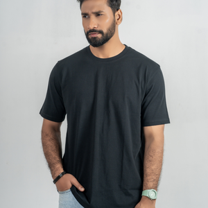 T-shirt en coton bleu marine pour homme, coupe classique, manches courtes, col rond, couleur unie, jersey tricoté, séchage rapide, confortable et doux - Product Image 6