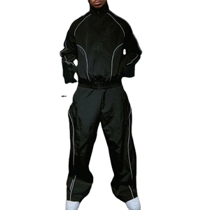 <b>Men</b> <b>Black</b> Tracksuit Full Sleeve <b>Turtleneck</b> Sporty Loose Fit With Side Pockets Quick Dry Autumn Wear - Product Image 1