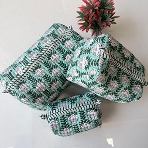 Bohemian Floral Printed Cosmetic Toiletry <b>Bag</b> with Zipper Closure Multi-Function Textile Makeup Pouch Set Large Capacity - Product Image 3