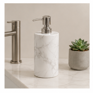 Wholesale Luxury Natural White Marble Soap Dispenser with Stainless Steel <b>Pump</b> for Modern Hotel and Home Bathroom Decor - Product Image 4