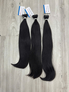 Extensions de cheveux naturels lisses de qualité supérieure, tissage solide, texture douce et lisse, pointes épaisses et volumineuses - Product Image 1