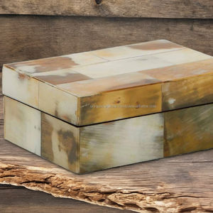 Elegante Vintage 6 ''X 4'' MDF Organizador de joyas Regalo 6 ''X 4'' MDF Caja de almacenamiento de recuerdo Incrustaciones de cuerno Tema animal Decoración para el hogar - Product Image 1