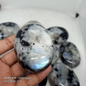 Pierre de paume en pierre de lune arc-en-ciel éclatante, gemme naturelle polie, cabochon en cristal, pierre de guérison, cadeau haut de gamme, vente en gros - Product Image 2