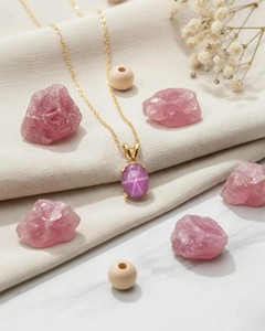 Oval Star <b>Ruby</b> Pendant <b>Necklace</b> Silver Plated Celestial Jewelry Natural Gemstone <b>Necklace</b> Gift for Women Elegant Jewelry - Product Image 4