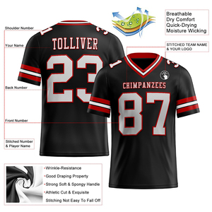 Camiseta de Fútbol Negra Personalizada con Malla Blanca y Roja, Auténtica, de Alta Calidad, Transpirable, Ropa Deportiva, Camiseta de Alto Rendimiento Atlético - Product Image 2
