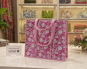 Bolso de Mano de Moda para Mujer, con Estampado Floral, de Tela de Algodón, con Cierre de Cremallera, Asas a Rayas Vintage, Ligero, para Viajes y Compras - Product Image 2