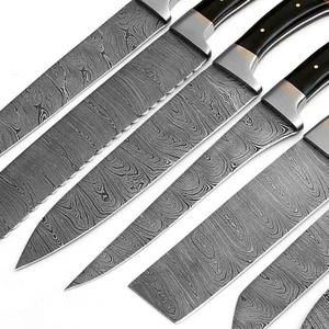 Juego de Cuchillos de Cocina de Damasco Forjados a Mano de 8 Piezas Personalizados, Juego de Cuchillos Profesionales para Chef con Mango de Madera y Cuerno, Venta al por Mayor OEM ODM - Product Image 2