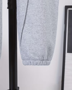 Men's Gray Hoodie Sweatpants Set Solid Color Casual Autumn Wear Polyester/Cotton French Terry Knitted Fabric Breathable 380g - Product Image 6