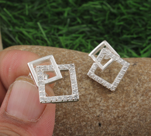 Pendientes de Plata de Ley 925 con Circonita Cúbica, Minimalistas, Pequeños, de Lujo, para Boda, Joyería Fina para Mujer, Venta al por Mayor - Product Image 5