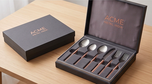 Dual Tone Minimal Copper Handle Cutlery Set With Slim Cylindrical Handle Stainless Steel Rust Resistant Wedding And Restaurant - Product Image 5