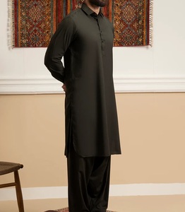 Último Diseño Tradicional Étnico Afgano Musulmán, Traje Negro Shalwar Kameez para Hombre, 2 Piezas, Transpirable, Cuello Estándar, para Eventos - Product Image 5