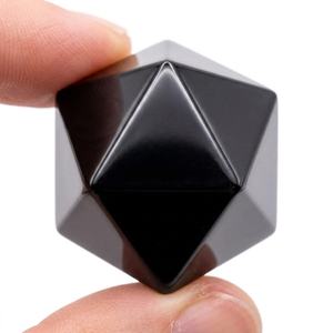 Cube de whisky en obsidienne noire de haute qualité, en forme d'icosahédon, pierre naturelle sculptée, cristal de guérison Reiki, pierre précieuse, grossiste en pierres précieuses - Product Image 5