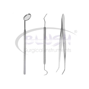 Dental Examination Kit 3-Piece Basic Instruments Manual Stainless Steel Oral Care Tools for Clinic Hospital By <b>Blush</b> Surgical - Product Image 2