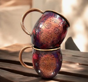 Patina Finish Copper Modern Luxury <b>Large</b> Capacity Drinking <b>Mug</b> with Handle Barware Art Empire Exports Washable - Product Image 4