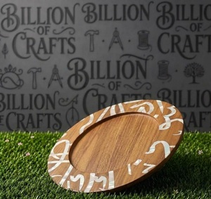 Assiette de service ronde en bois avec incrustation de perles, design oriental, vaisselle et assiettes faites à la main - Product Image 2