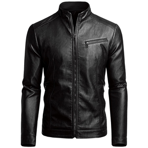 High Street Style Stylish Leather <b>Jackets</b> Windproof and Protective with Stand Collar <b>Letter</b> Pattern <b>jacket</b> for <b>men</b> - Product Image 2