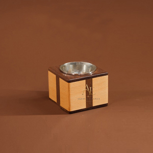 Brûleur d'encens minimaliste en bois bicolore avec insert en métal argenté élégant, pour ajouter une touche de style à n'importe quel espace de vie - Product Image 1